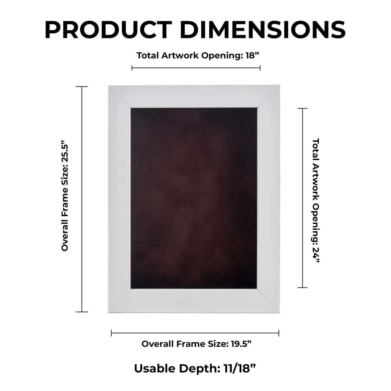 Classic White Wood Shadown Box Frame with Acrylic Front - Brown Suede Backing, 30 Sizes